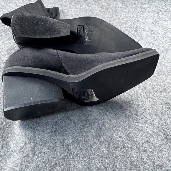 Madeline Women's 6M Black Square Toe Chunky Heel Sock Boot - Picture 3 of 5